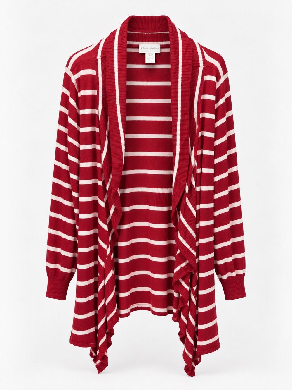 Soft Surroundings red striped cardigan Size 3X # Bag 229